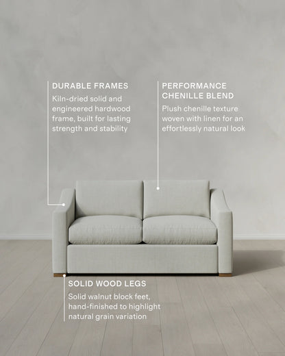 Hollis Slope Arm Sofa in Performance Chenille Linen Blend - 72" / Snow