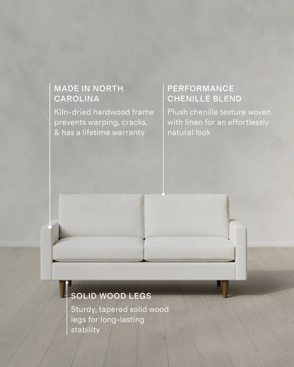 Atlas Midcentury Sofa in Performance Chenille Linen Blend - 6ft / Snow
