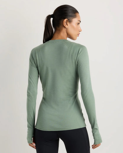 100% Merino Wool Cold Weather Base Layer Crew - XS / Sea Spray Green