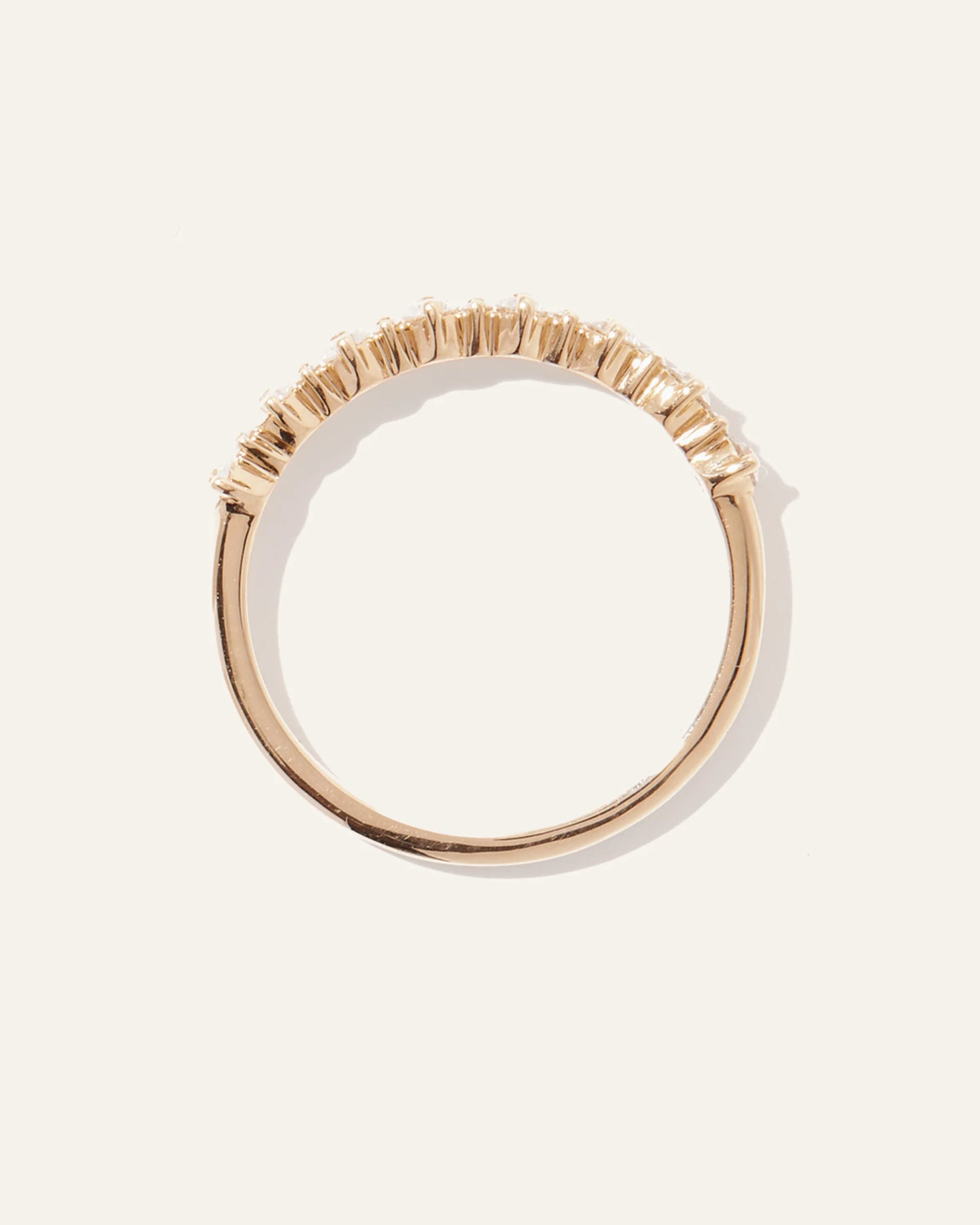 14K Gold Lab Grown Diamond Alternating Round Band - 4 / Yellow Gold