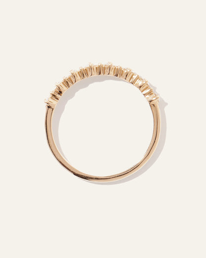 14K Gold Natural Diamond Alternating Round Band - 4 / Yellow Gold