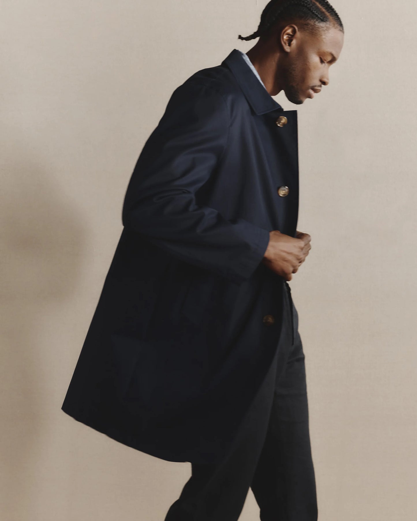 Comfort Stretch Trench Coat - S / Midnight Black