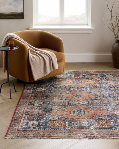 Thea Performance Rug - 5'3" x 7'10" / Rust/Navy