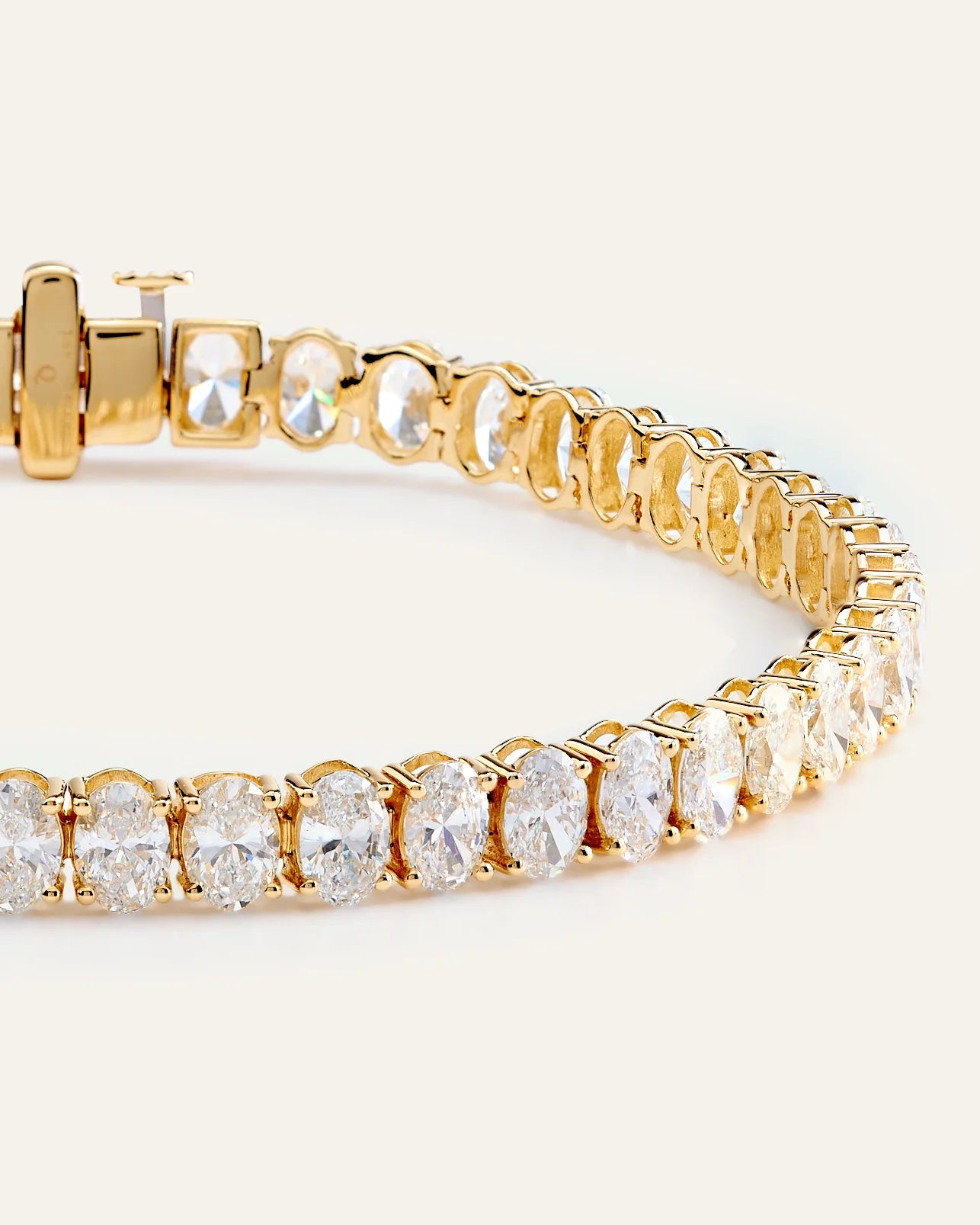 14K Gold Lab Grown Diamond North-South Oval Tennis Bracelet - 10ctw - 6.5" / Yellow Gold