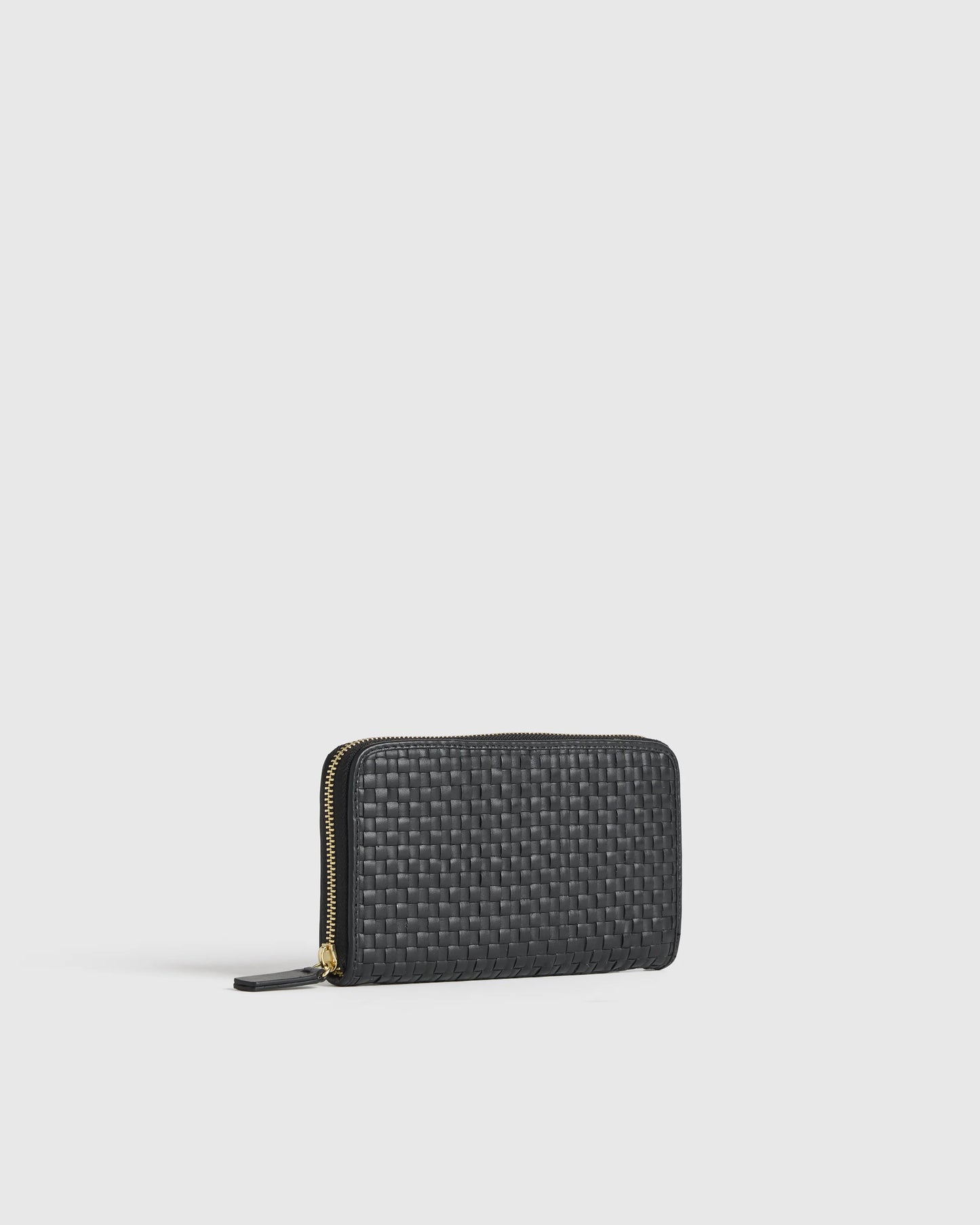 Italian Leather Handwoven Continental Wallet - One Size / Black
