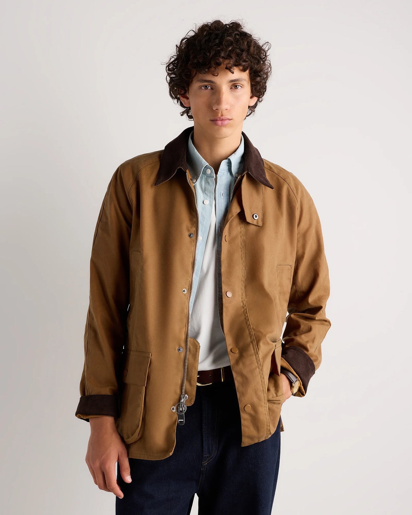Organic Waxed Cotton Barn Jacket - S / Rustic Olive