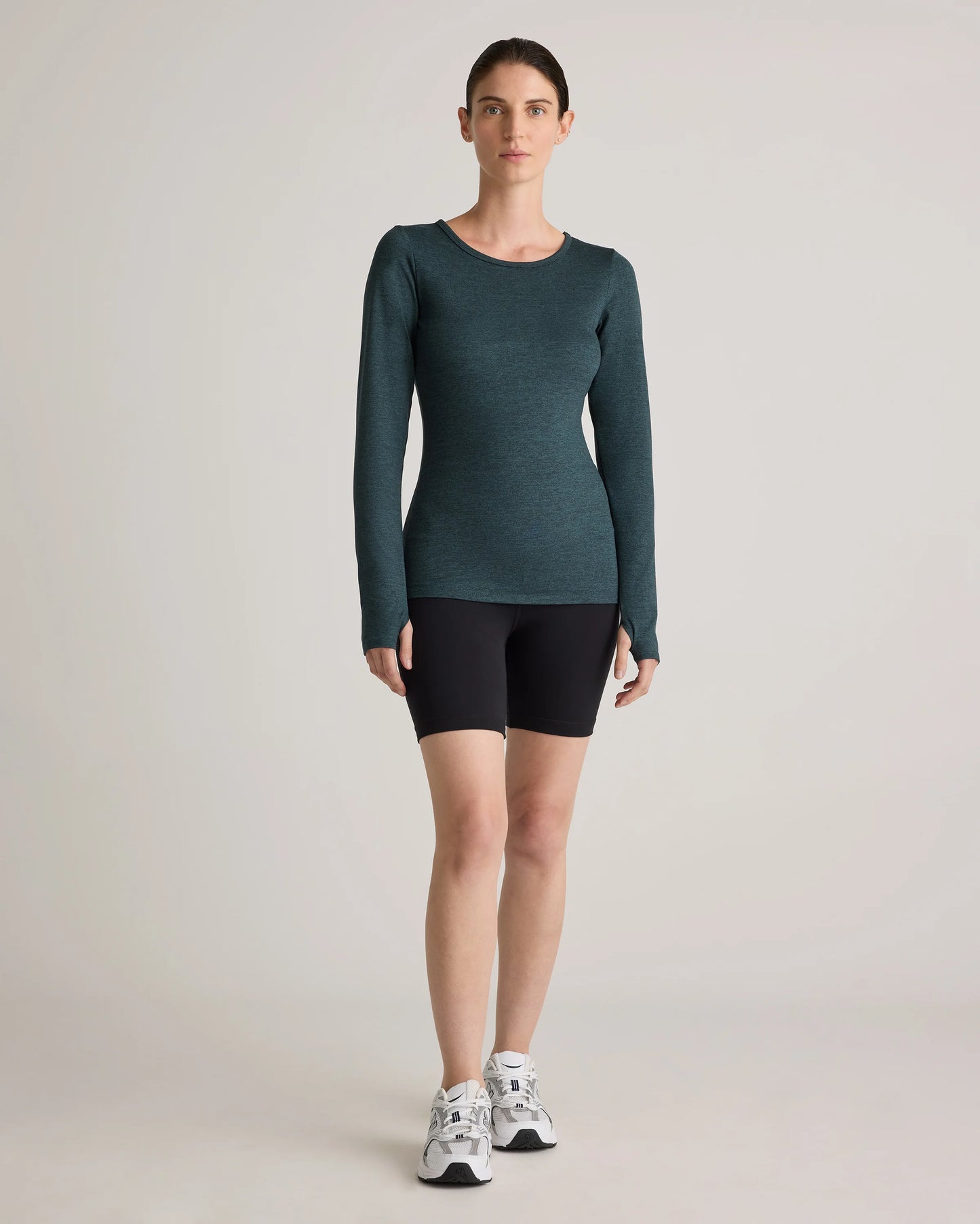 Ultra-Soft Fitted Long Sleeve Top - XS / Heather Navy