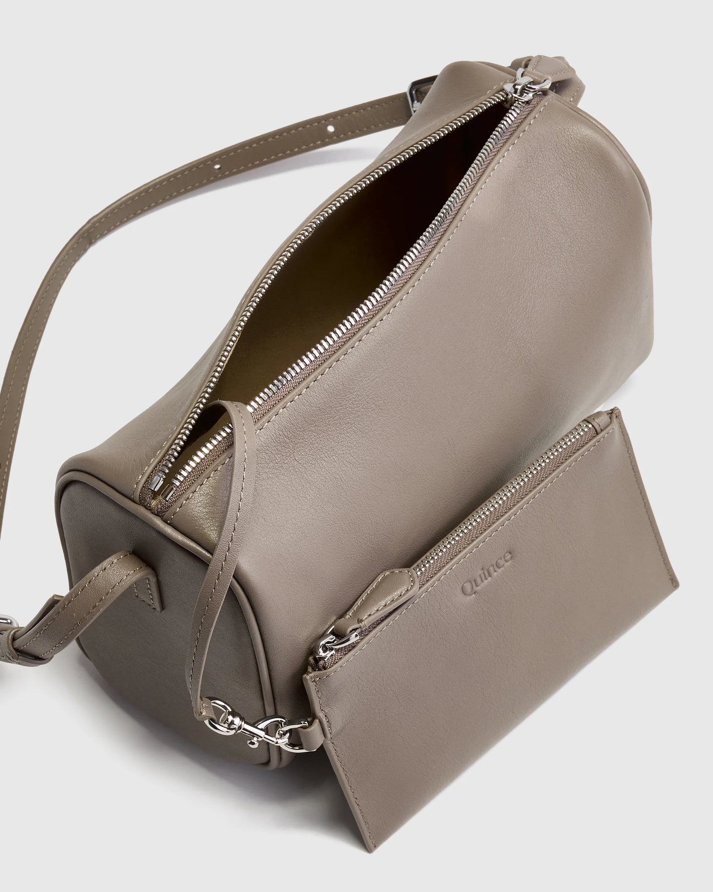 Italian Leather Mini Barrel Shoulder Bag - One Size / Dark Brown