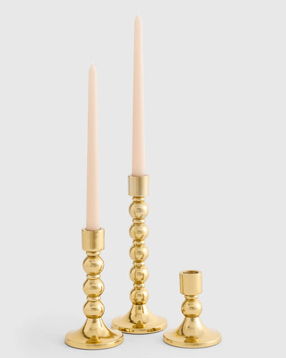 Brass Candlestick Holders (Set of 3) - Set of 3 / Brass