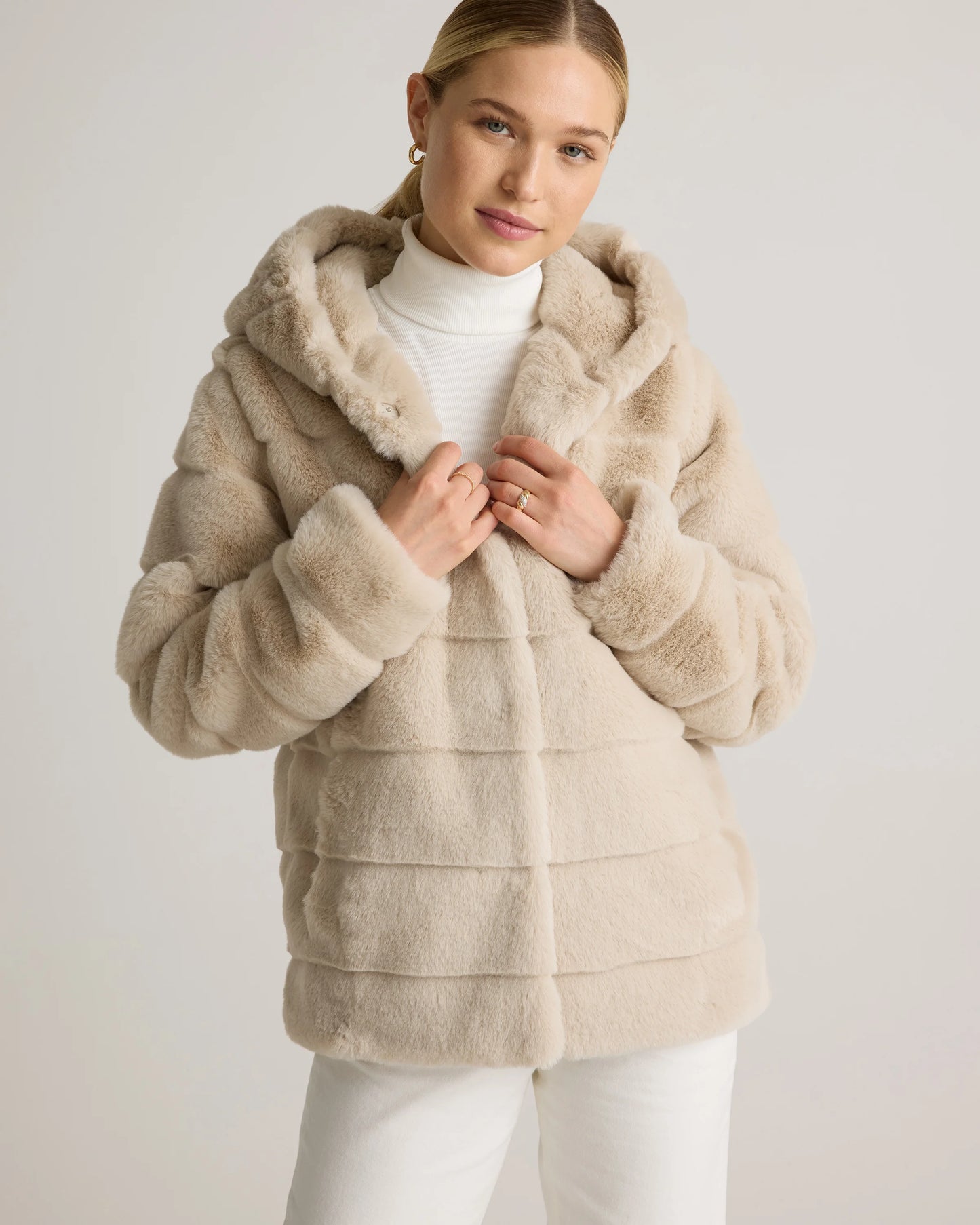Hooded Faux Fur Jacket - XS / Black