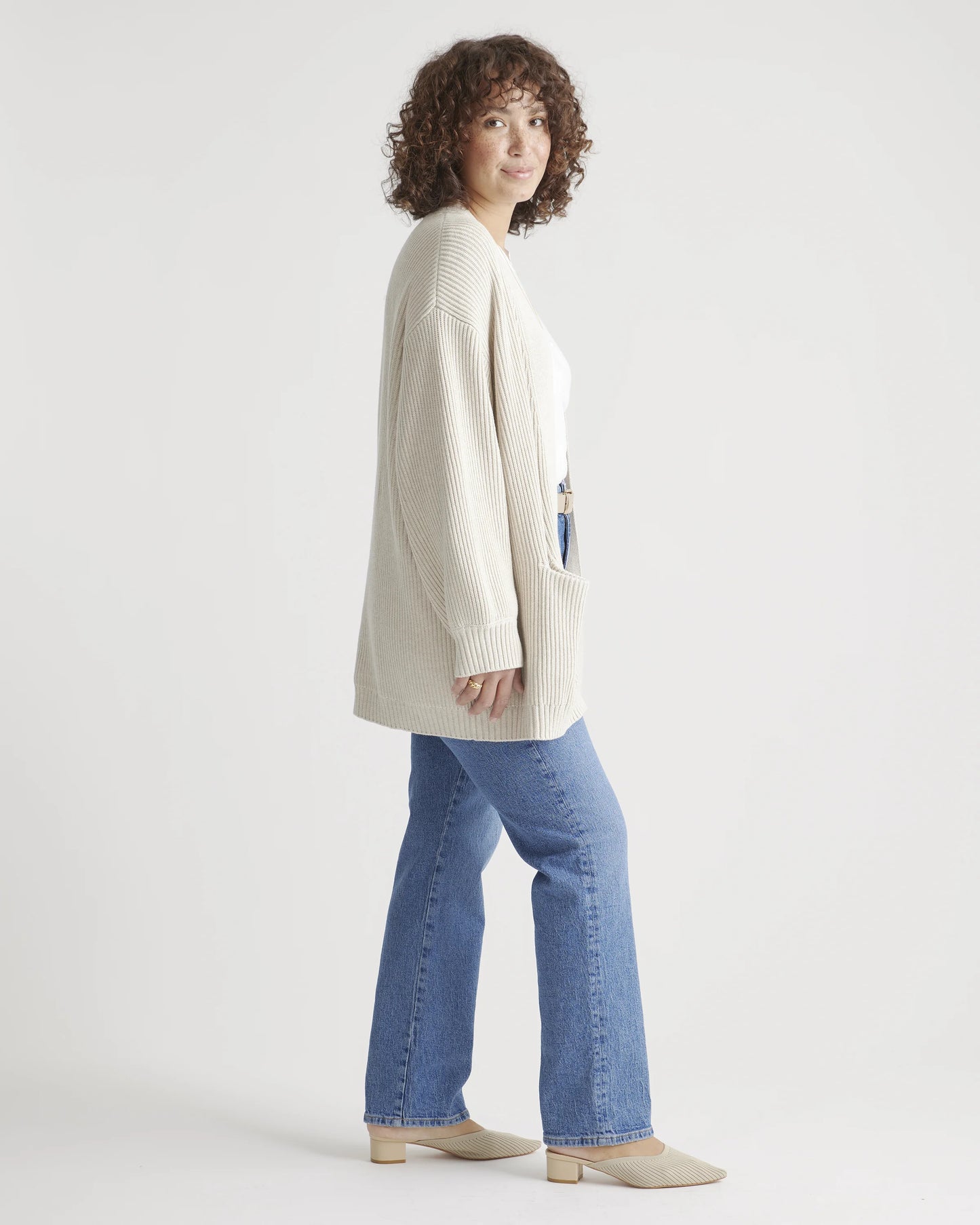 100% Organic Cotton Oversized Cardigan - XS / Camel