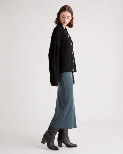 Australian Merino Wool Collared Cable Cardigan - XS / Coffee Bean Brown