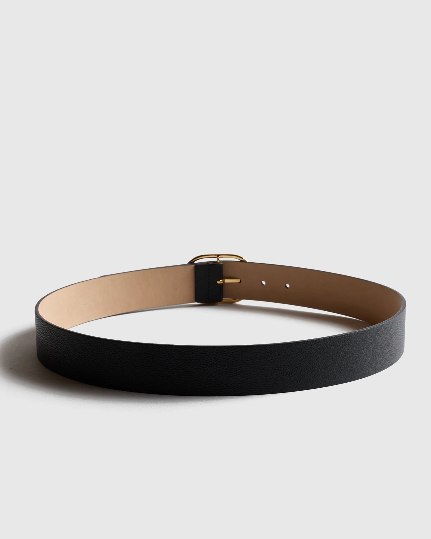 Cleo Oval European Leather Belt - XS / Black