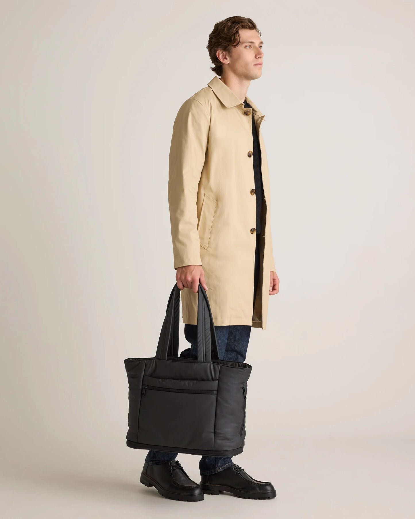 Water Repellent Puff Expandable Tote - One Size / Black