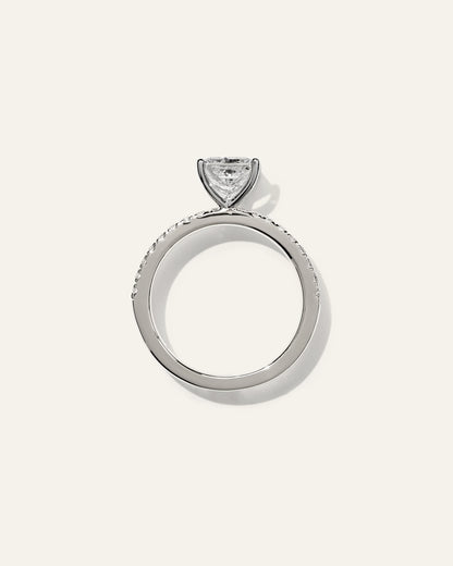 Lab Grown Diamond Princess Petite Pave Engagement Ring - 1.5ct - 4 / Yellow Gold