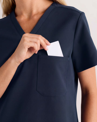 AeraFlex 1-Pocket Scrub Top - XS / Bold Black
