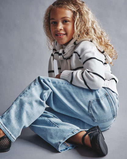 Girls Stretch Wide Leg Jeans - 2T / Light Wash