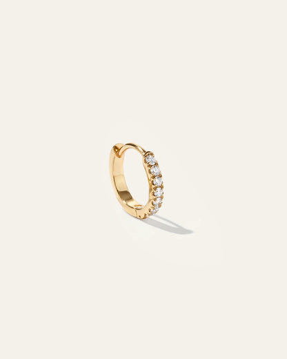 14K Gold Pave Diamond Second Piercing Tiny Huggie - Single - One Size / Yellow Gold