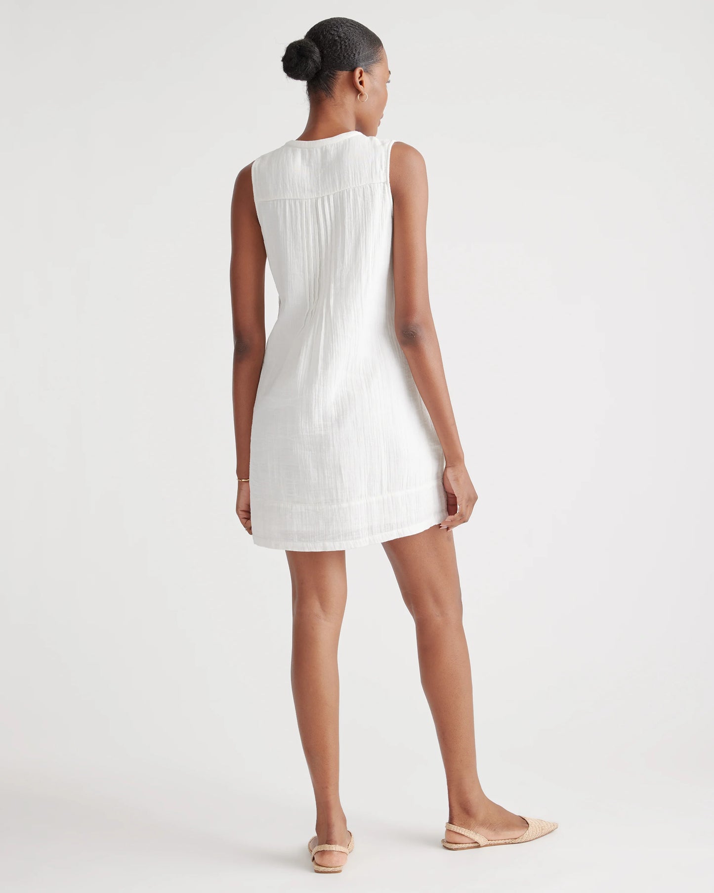 100% Organic Cotton Gauze Sleeveless Swing Dress - XS / Amaranth Pink