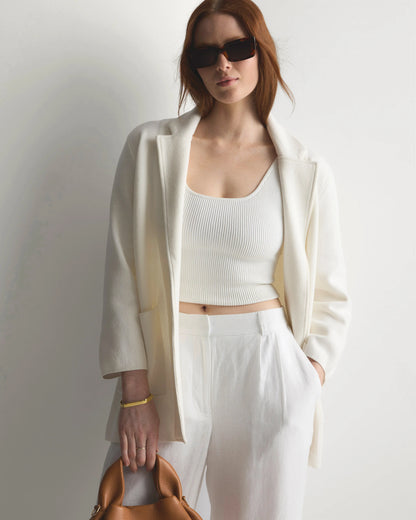 100% Organic Cotton Knit Blazer - XS / Heather Dove Grey