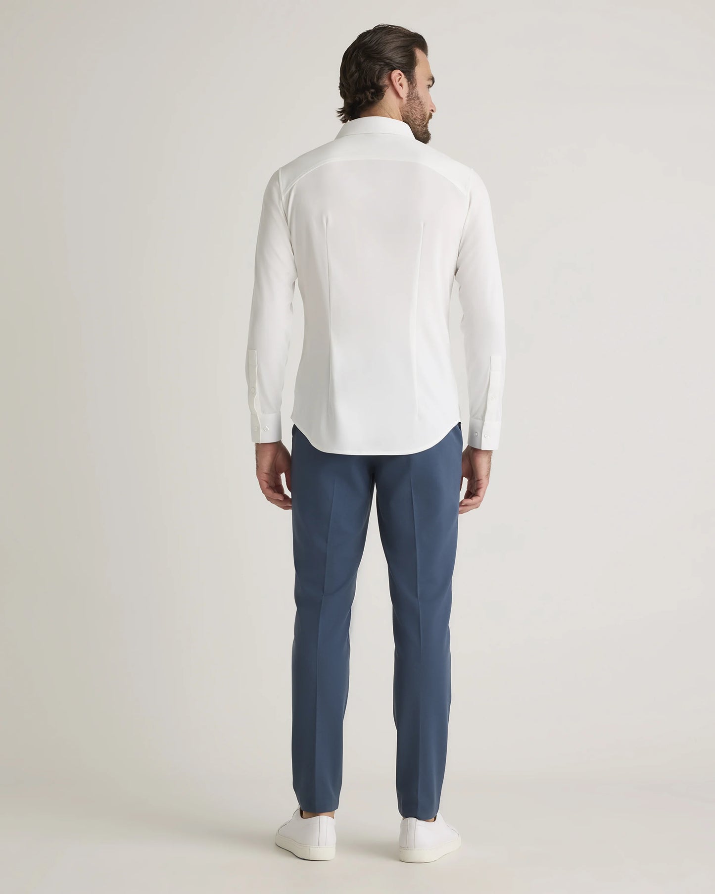 Commuter Stretch Pique Long Sleeve Button Down - XS / Dark Coal