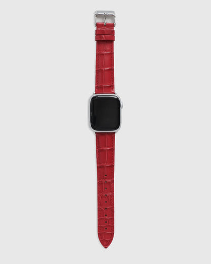 Croc-Embossed Leather Apple Watch Band - 38mm - 42mm / Red