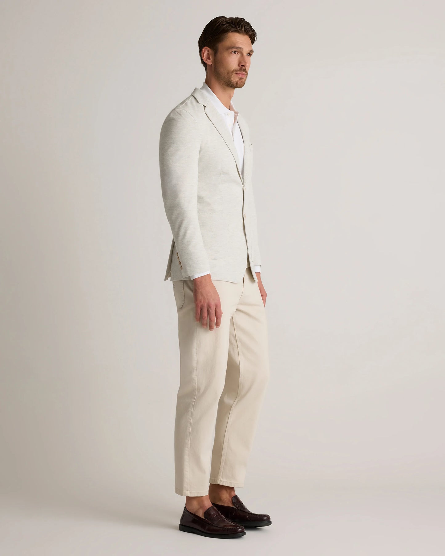 Cotton Pique Knit Blazer - XS / Heather Charcoal