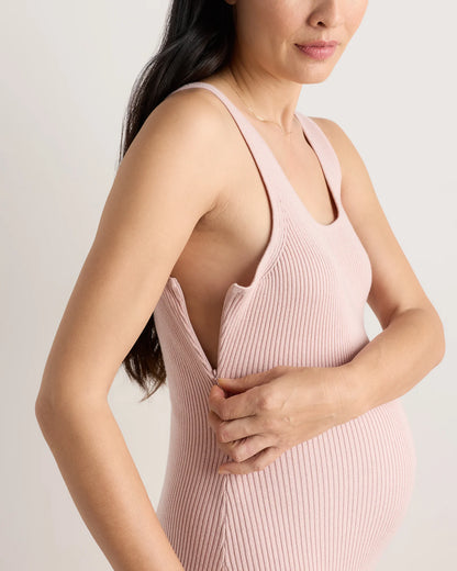 Lightweight Cotton Cashmere Maternity Fitted Midi Dress - XS / Mountain Spring Blue