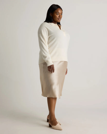 Mongolian Cashmere Polo Sweater - 1X / Ivory