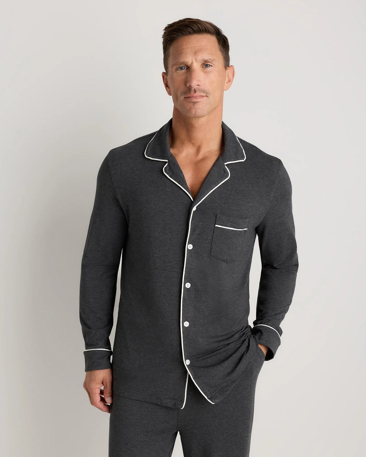 Bamboo Jersey Long Sleeve Pajama Set - S / Deep Navy