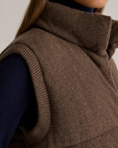 Mongolian Cashmere Puffer Vest - XS / Black