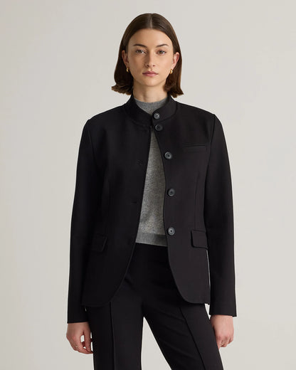 Ultra-Stretch Ponte Stand Collar Blazer - XS / Navy