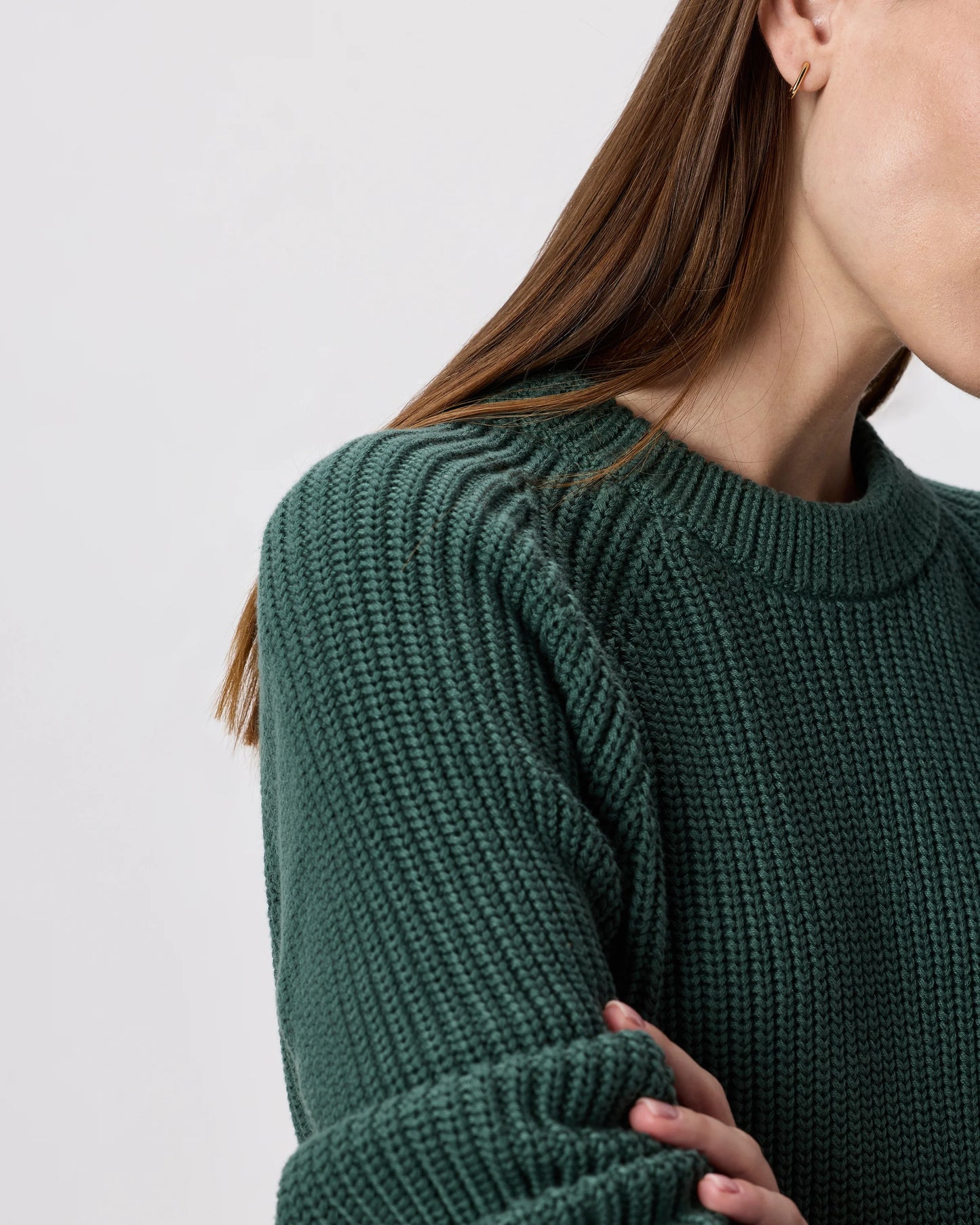100% Organic Cotton Fisherman Crew Sweater - XS / Sapphire Blue