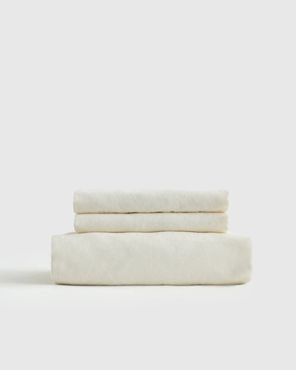 European Linen Fitted Sheet Set - Twin / Peach