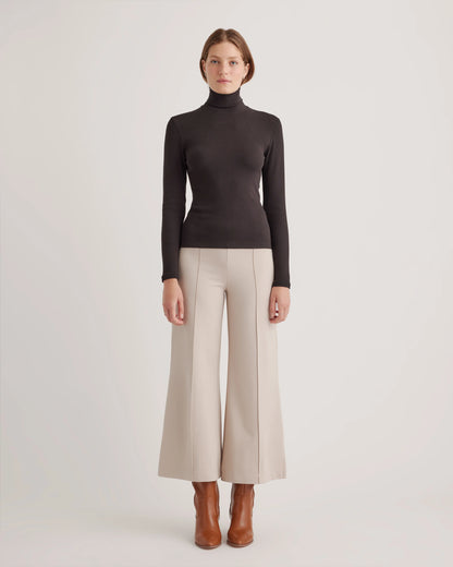 Organic Cotton Micro-Rib Turtleneck - XS / Taupe Brown