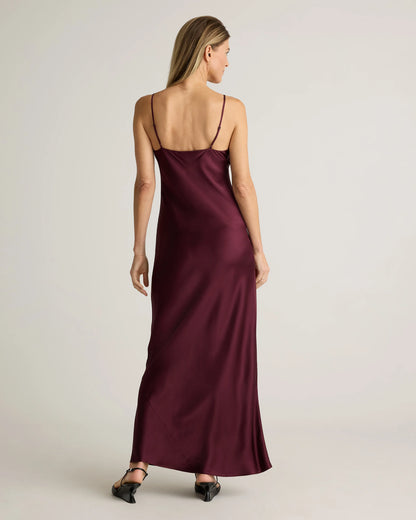 100% Washable Silk Maxi Slip Dress - XS / Cordovan Red Hibiscus