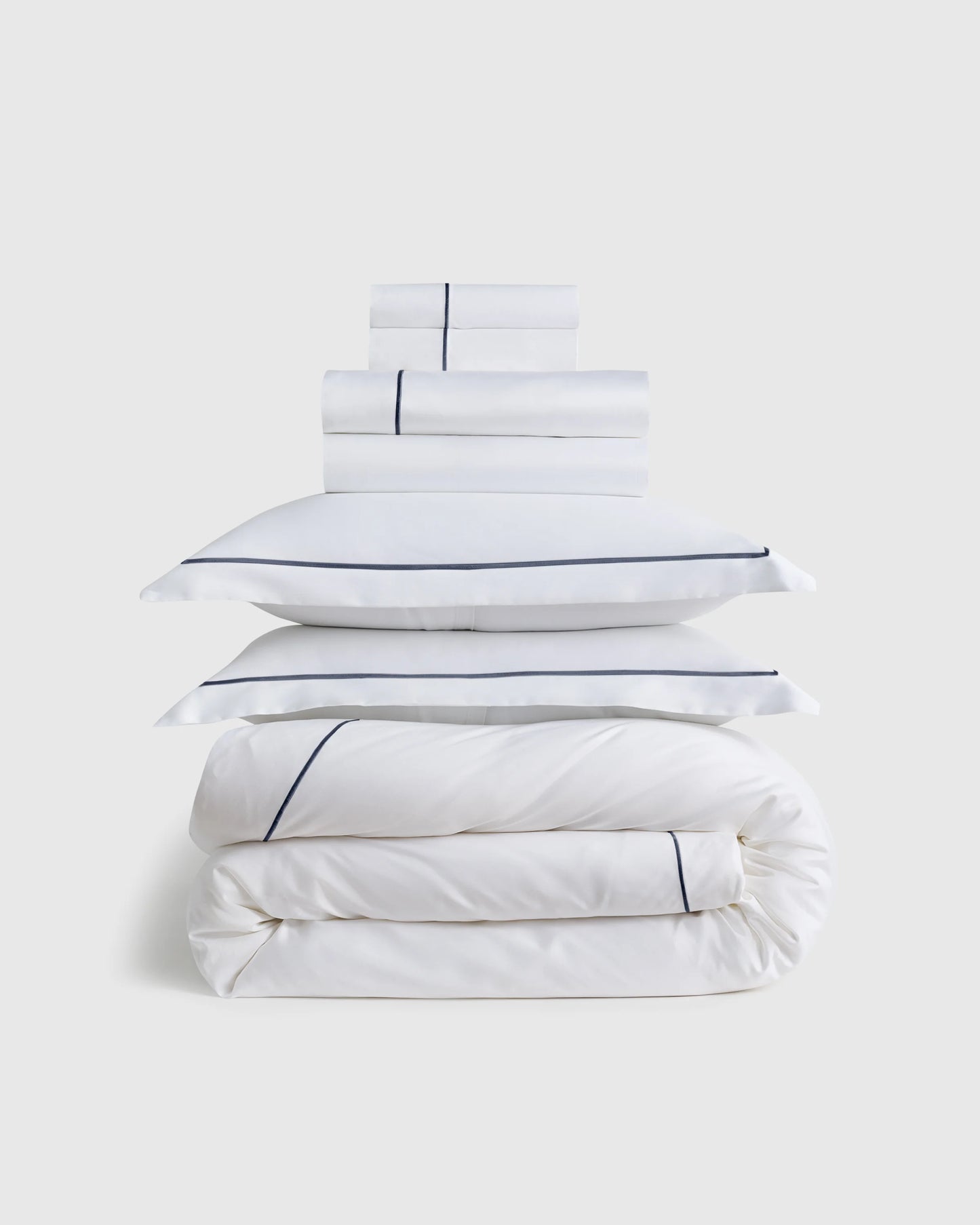 Signature Giza Cotton Sateen Embroidered Deluxe Bedding Bundle - Twin / White/Mineral