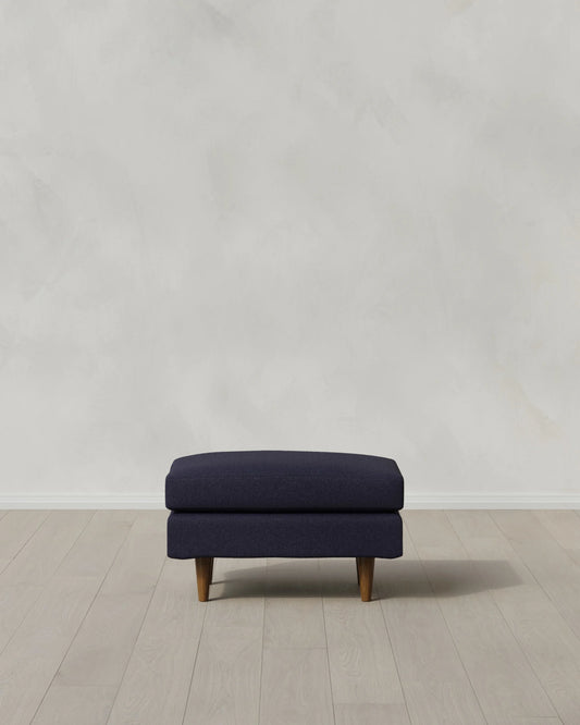 Atlas Midcentury Ottoman in Performance Basketweave - 31.5" / Navy