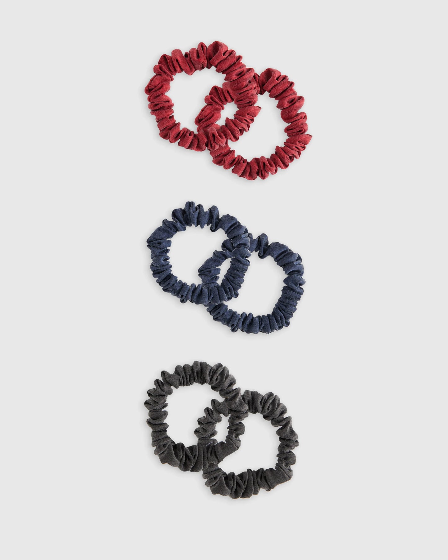 100% Washable Silk Skinny Scrunchies - One Size / Black/Ivory/Toasted Almond