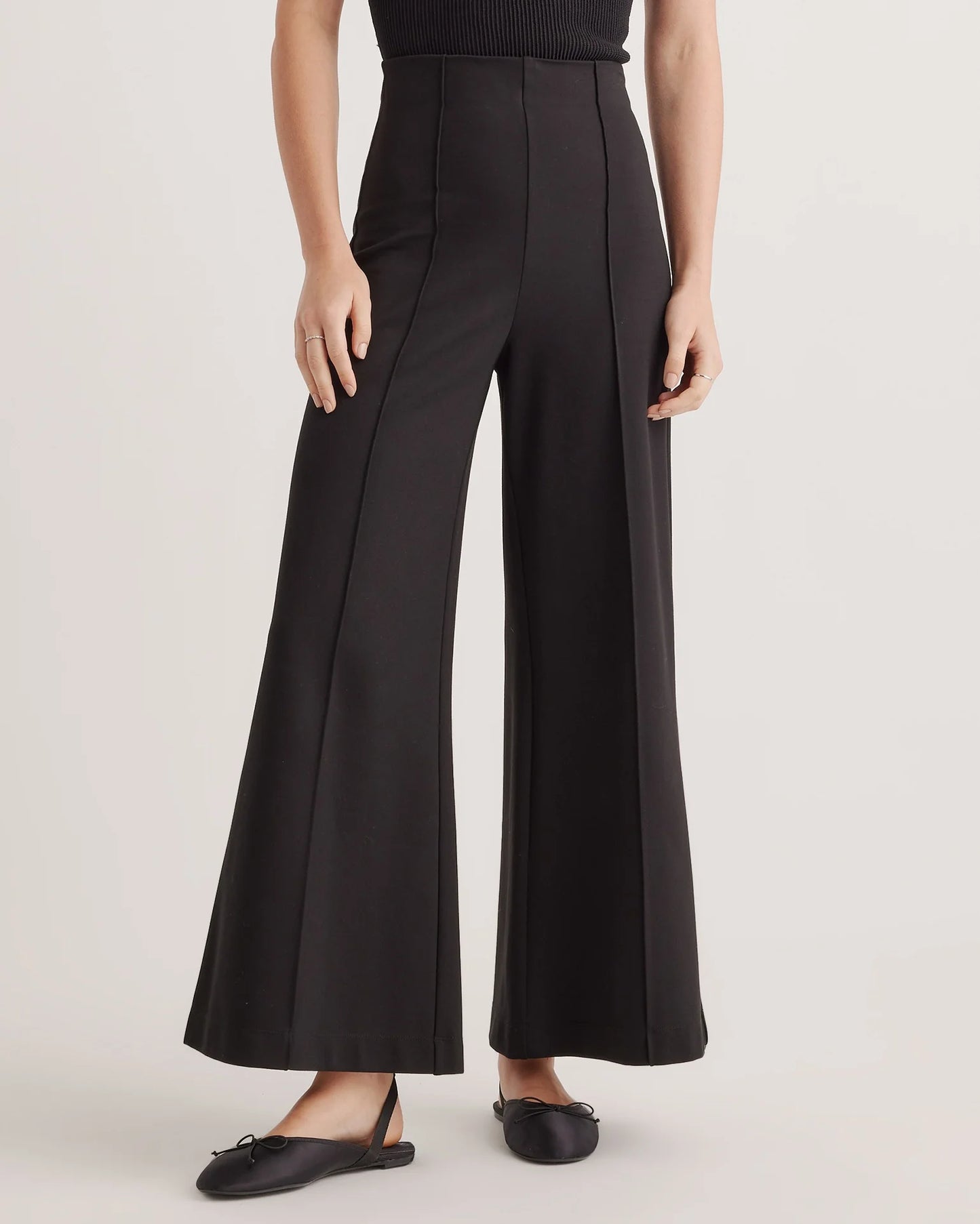 Ultra-Stretch Ponte Super Wide Leg Ankle Pants - XS / Olive