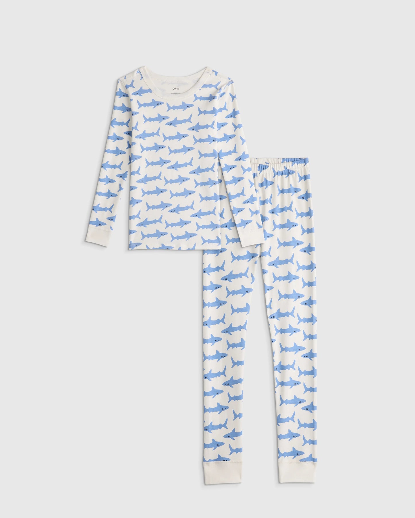 100% Organic Cotton Long Sleeve and Pant Pajama Set - 6 / Navy Stripe