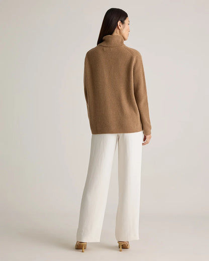 Mongolian Cashmere Fisherman Turtleneck Sweater - XS / Black