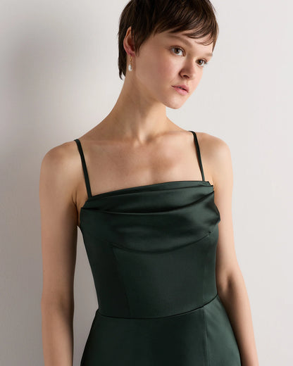 Aurora Stretch Satin Convertible Dress - 0 / Garden Sage Green