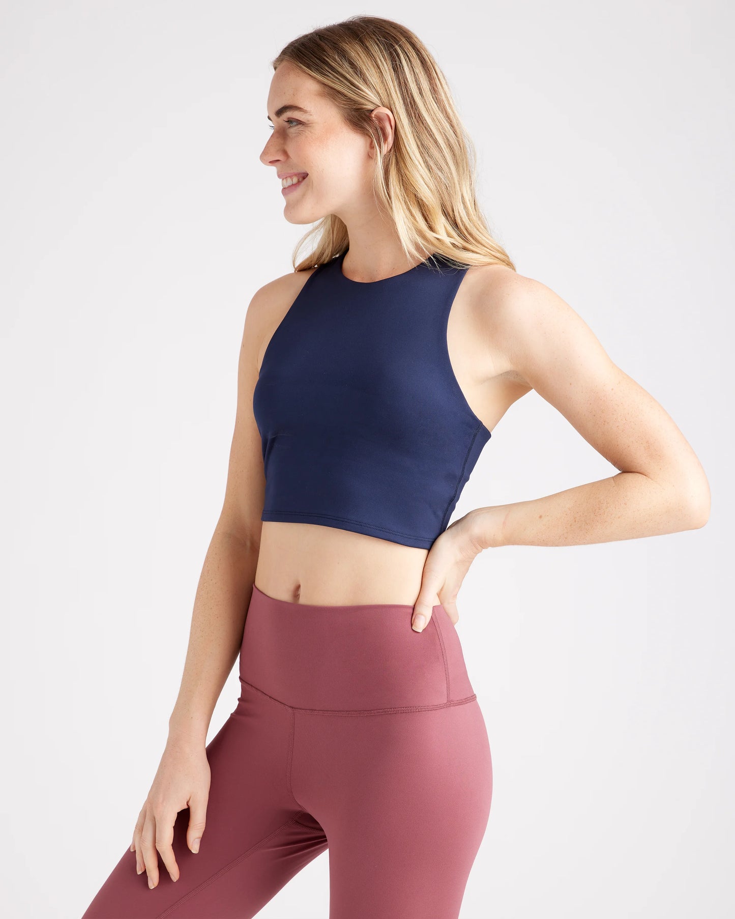 Ultra-Soft High-Neck Cropped Tank - XS / Navy