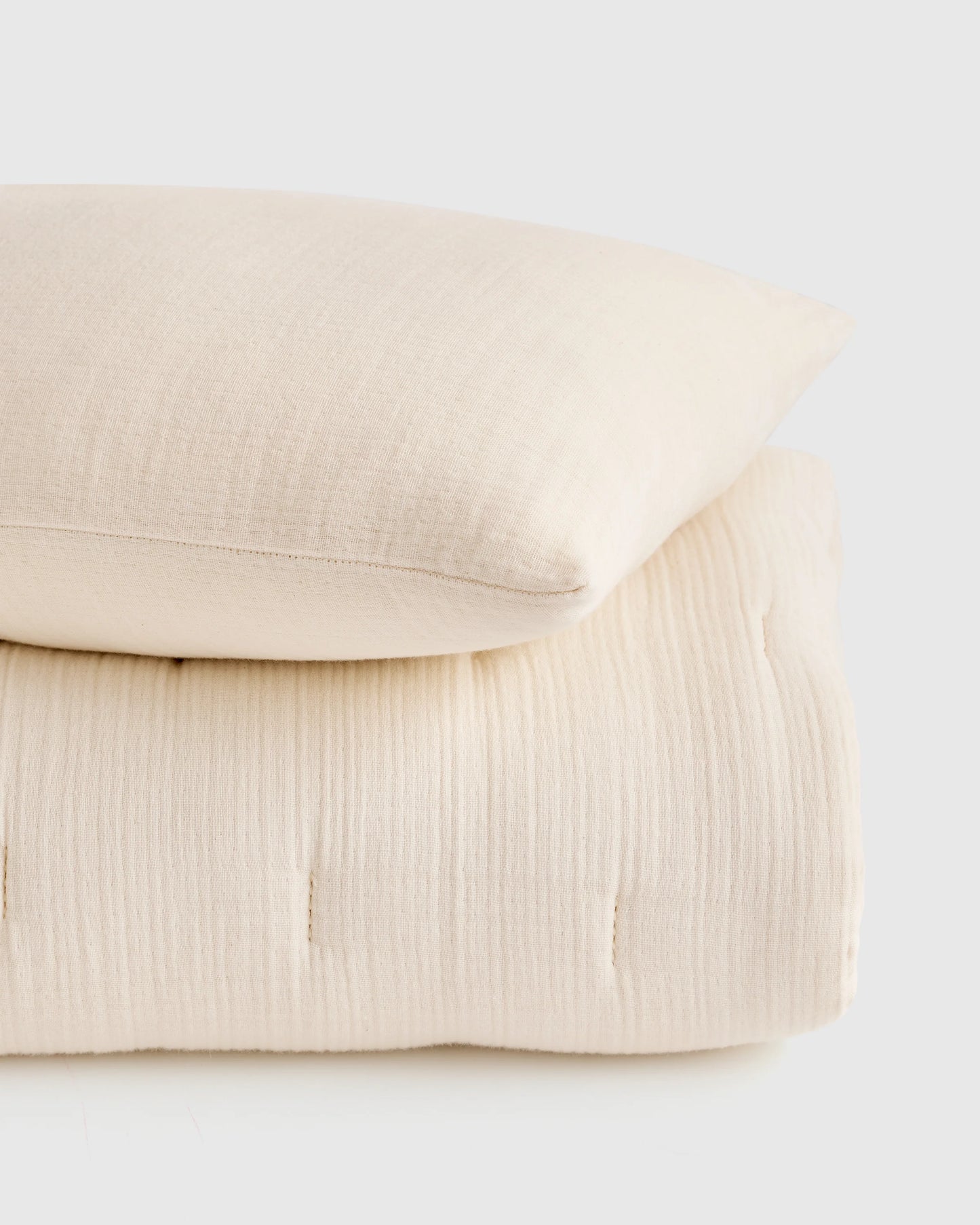 Organic Cotton Gauze Toddler Quilt & Sham Set - One Size / White