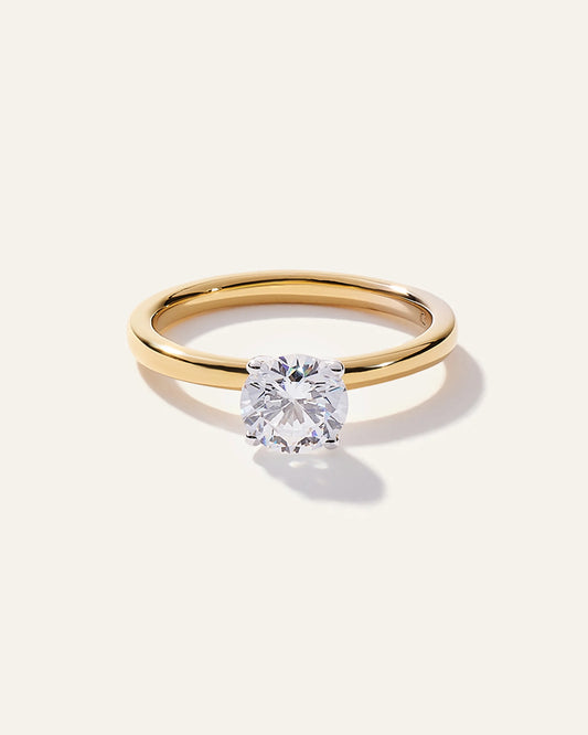 Lab Grown Diamond Round Comfort Fit Engagement Ring - 1ct - 4 / Yellow Gold