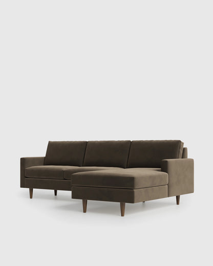 Atlas Midcentury Chaise Sectional in Performance Velvet - 106" Right Arm / Pine