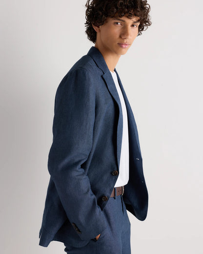 100% European Linen Tailored Blazer - 38R / Deep Navy