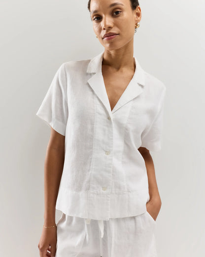 100% European Linen Short Sleeve Shirt - XS / Moonstone Blue