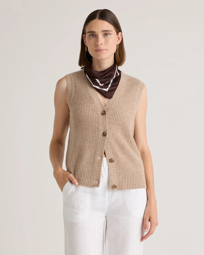 Mongolian Cashmere Fisherman Sweater Vest - XS / Oatmeal